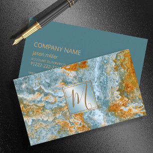 Carte De Visite Monogramme en pierre Onyx Blue ID333