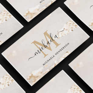 Carte De Visite Monogramme et nom Classic Modern Gold Foil