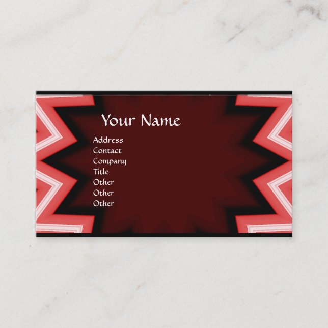 Carte De Visite MONOGRAMME ETHNIQUE Abstrait Géométrique Rouge Bla (Devant)