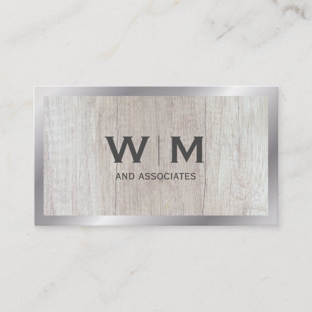 Carte De Visite Monogramme | exécutif | Grain de bois (Devant)