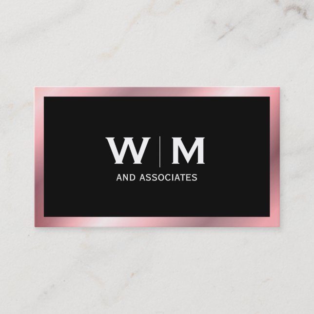 Carte De Visite Monogramme | Exécutif (Rose Metallic) (Devant)