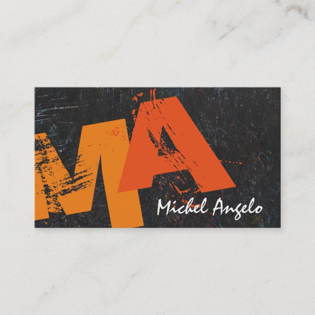 Carte De Visite Monogramme fait sur commande artistique audacieux (Devant)