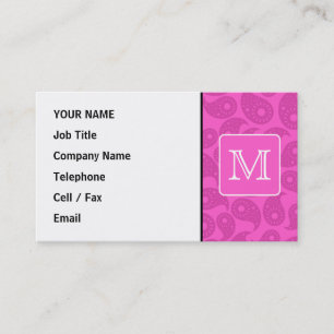 Carte De Visite Monogramme fait sur commande. Modèle rose lumineux