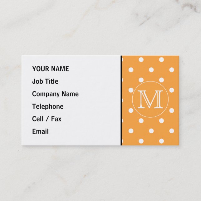 Carte De Visite Monogramme fait sur commande. Point de polka (Devant)
