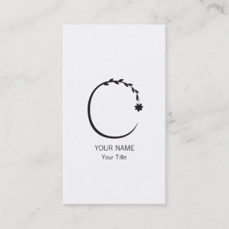 CARTE DE VISITE MONOGRAMME FLORAL ÉLÉGANT BLANC C