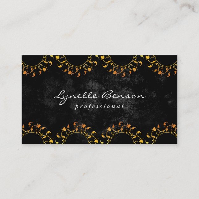 Carte De Visite Monogramme floral | Motif Lux (or) (Devant)