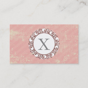 Carte De Visite Monogramme floral /radial   Grunge Rose
