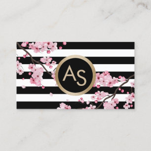 Carte De Visite Monogramme Flore rose Flore moderne Grandes Beaux 