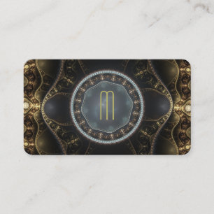 Carte De Visite Monogramme fractal à vapeur métallique orné