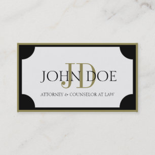Carte De Visite Monogramme/frontière d'or de la mandataire W/B