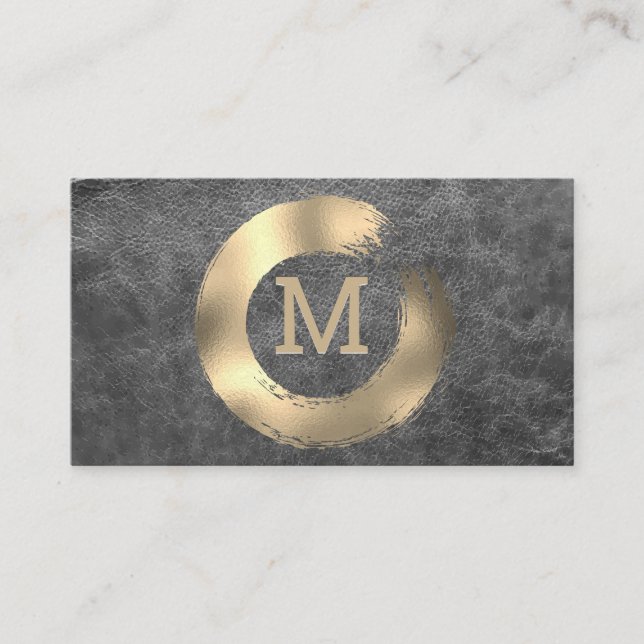 Carte De Visite Monogramme | Gold Foil Circulaire broyée (Devant)
