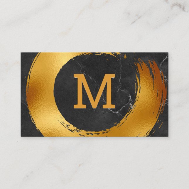 Carte De Visite Monogramme | Gold Foil Circulaire broyée (Devant)