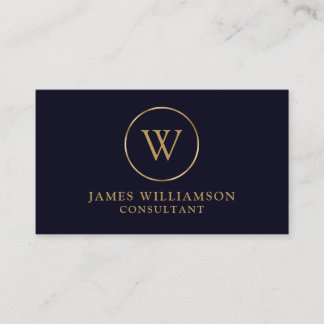 Carte De Visite Monogramme Gold Navy