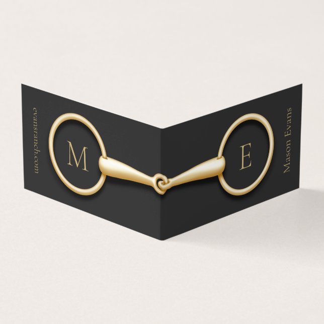 Carte De Visite Monogramme Gold Snaffle Bit Horse Industrie (Extérieur)