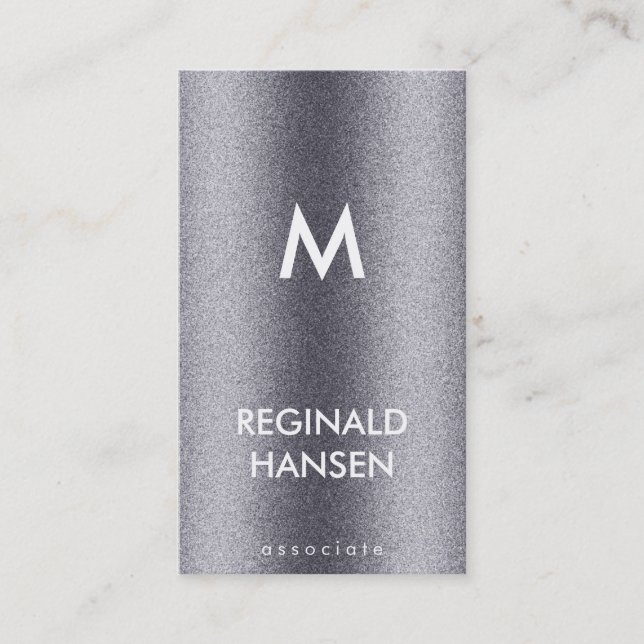 Carte De Visite Monogramme | Grain | Métallique (Devant)