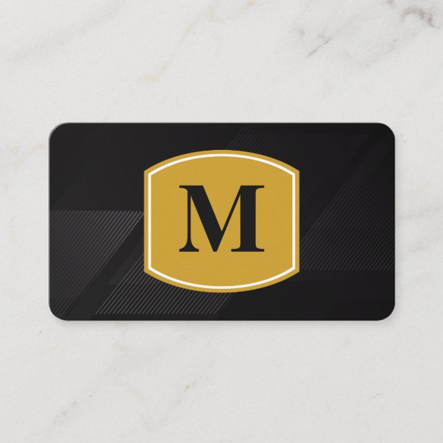 Carte De Visite Monogramme grand classique / Noir avec lignes (Devant)