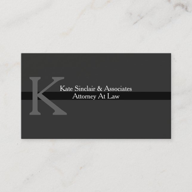 Carte De Visite Monogramme Grey Attorney Professional (Devant)