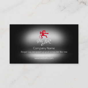 Carte De Visite Monogramme Grinning Red Gremlin Imp, effet métalli