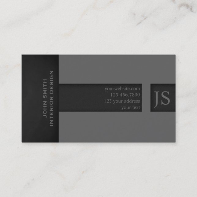 Carte De Visite Monogramme gris (Devant)