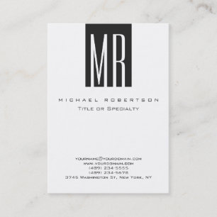 Carte de visite Monogramme gris blanc