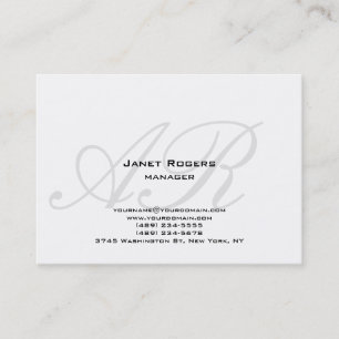 Carte De Visite Monogramme gris blanc moderne potelé simple
