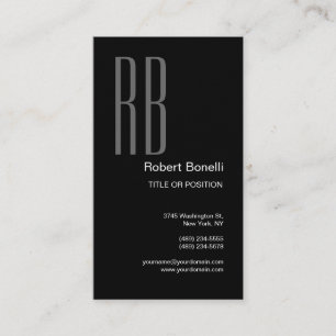 Carte De Visite Monogramme gris-blanc noir minimaliste