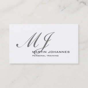 Carte De Visite Monogramme Gris Blanc Personnelle Formateur Modern