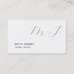 Carte De Visite Monogramme Gris Blanc Personnelle Formateur Modern