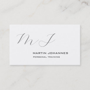 Carte De Visite Monogramme Gris Blanc Personnelle Formateur Modern