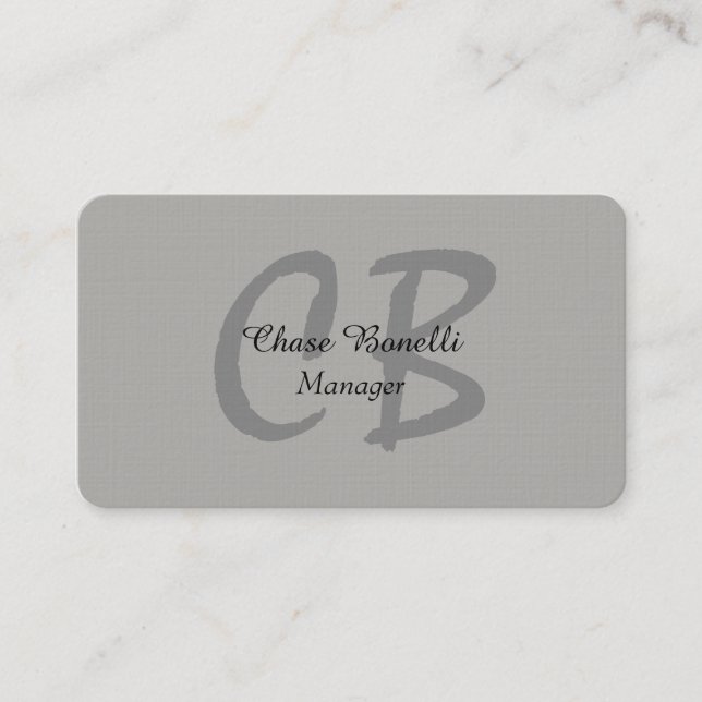 Carte De Visite Monogramme gris classique professionnel (Devant)