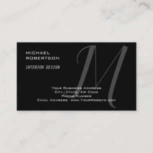 Carte De Visite Monogramme gris noir Concepteur intérieur Moderne 