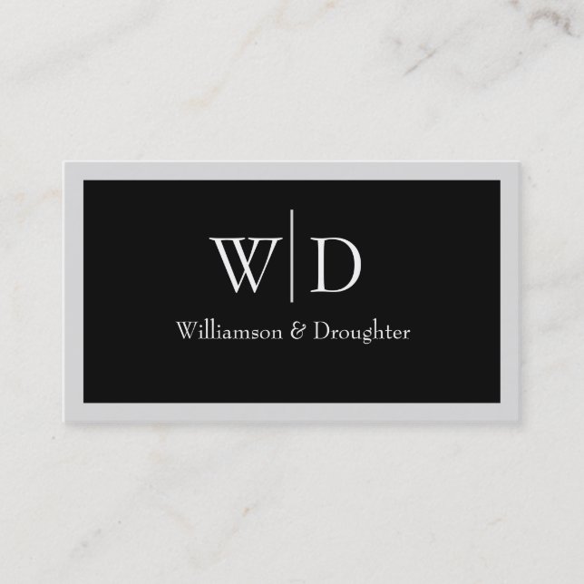 Carte De Visite Monogramme gris noir simple (Devant)