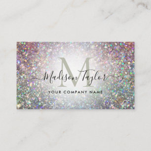 Carte De Visite Monogramme Holographique Parties scintillant Glam 