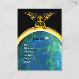 Carte De Visite MONOGRAMME HYPER BUTTERFLY opale jaune bleu noir