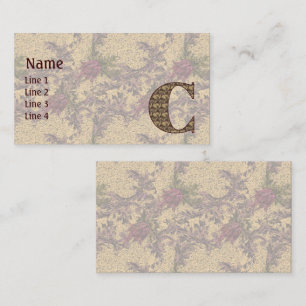 Carte De Visite Monogramme Initial C Élégant Floral Vintage