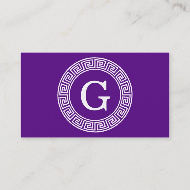 Carte De Visite Monogramme initial du cadre de ligne clé grecque v (Devant)