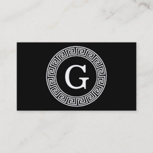 Carte De Visite Monogramme initial du cadre de ligne de clé grecqu