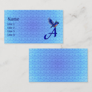 Carte De Visite Monogramme Initiale A Élégant Bluebird