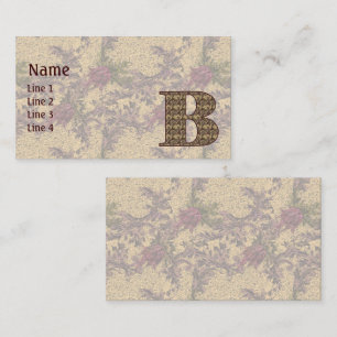Carte De Visite Monogramme Initiale B Élégant Floral Vintage