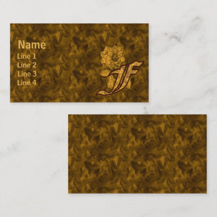 Carte De Visite Monogramme Initiale F Élégante Fleur de Pivoine en