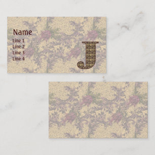 Carte De Visite Monogramme Initiale J Élégant Floral Vintage