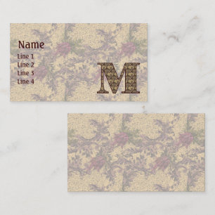 Carte De Visite Monogramme Initiale M Élégant Floral Vintage