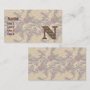 Carte De Visite Monogramme Initiale N Élégant Floral Vintage