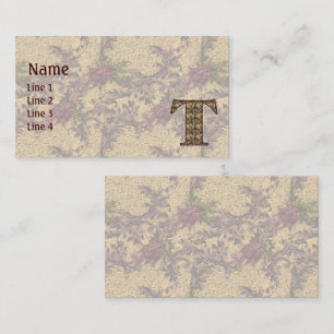 Carte De Visite Monogramme Initiale T Élégant Floral Vintage