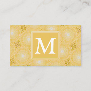 Carte De Visite Monogramme jaune cercles motif