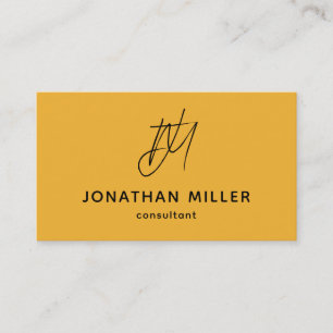 Carte De Visite Monogramme jaune moutarde gras tendance