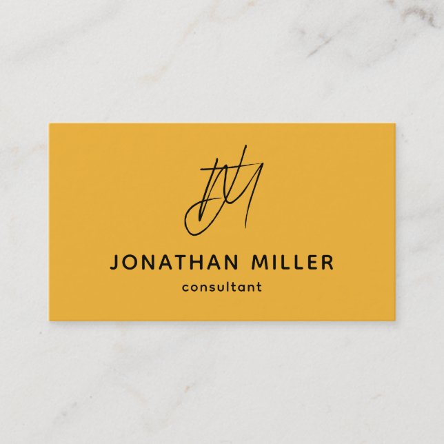 Carte De Visite Monogramme jaune moutarde gras tendance (Devant)