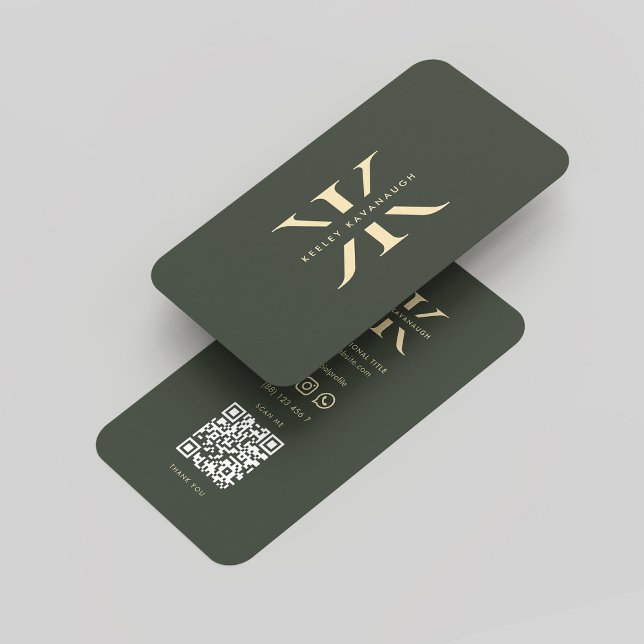 Carte De Visite Monogramme K Professionnel Vert foncé Or moderne (Monogram K Professional Dark Green Gold Modern Business Card
)