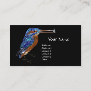 Carte De Visite MONOGRAMME KINGFISHER, Bleu électrique, Noir