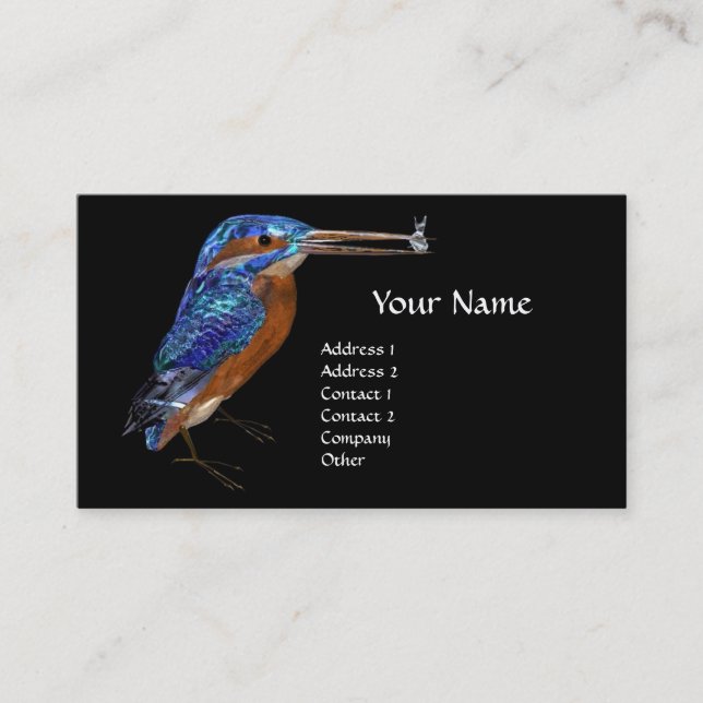 Carte De Visite MONOGRAMME KINGFISHER, Bleu électrique, Noir (Devant)